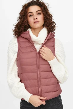 Only Chaleco De Mujer Ultraligero Con Capucha Rosa Clearance