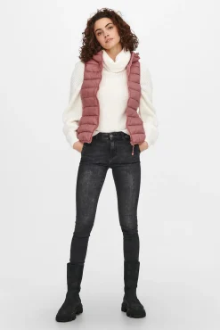 Only Chaleco De Mujer Ultraligero Con Capucha Rosa Clearance