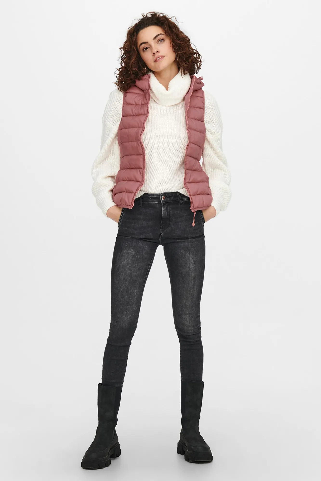 Only Chaleco De Mujer Ultraligero Con Capucha Rosa Clearance