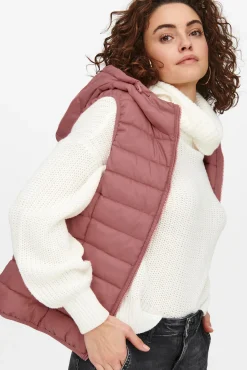 Only Chaleco De Mujer Ultraligero Con Capucha Rosa Clearance