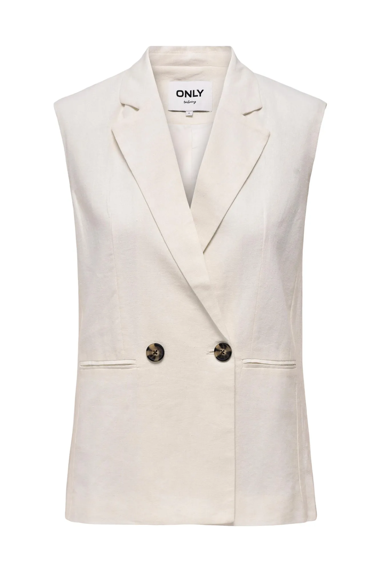 Only Chaleco Doble Boton Lino Y Viscosa Blanco Best