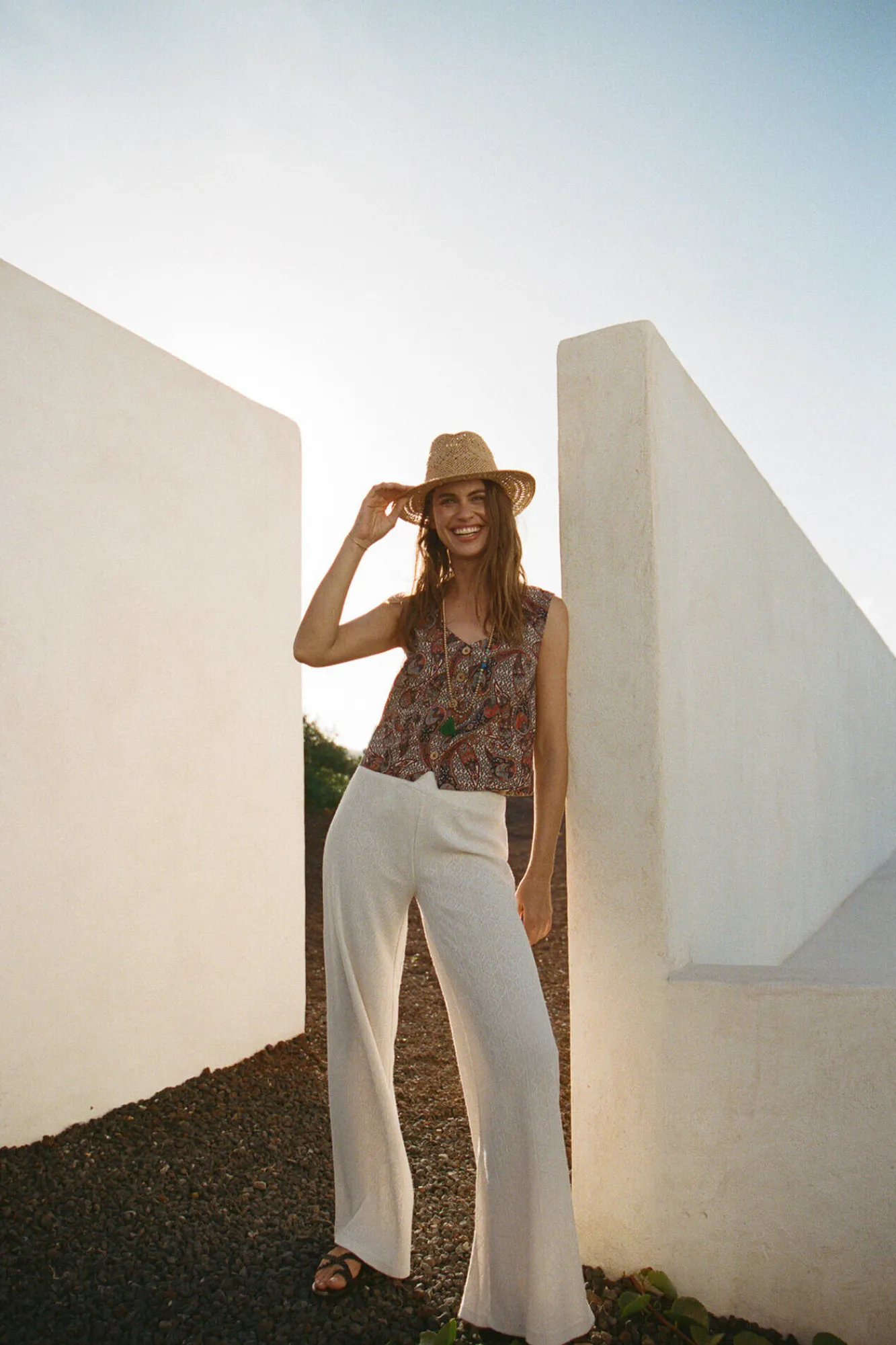 Slowlove Chaleco En Sangalo Estampado Estampado Blanco Outlet