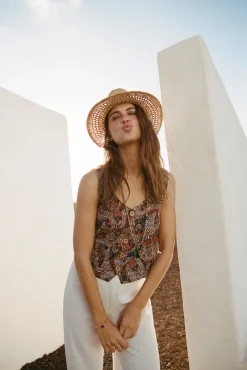 Slowlove Chaleco En Sangalo Estampado Estampado Blanco Outlet