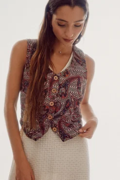 Slowlove Chaleco En Sangalo Estampado Estampado Blanco Outlet