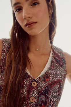 Slowlove Chaleco En Sangalo Estampado Estampado Blanco Outlet