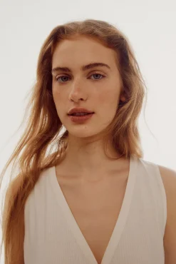 Slowlove Chaleco Fluido De Punto Marfil Discount