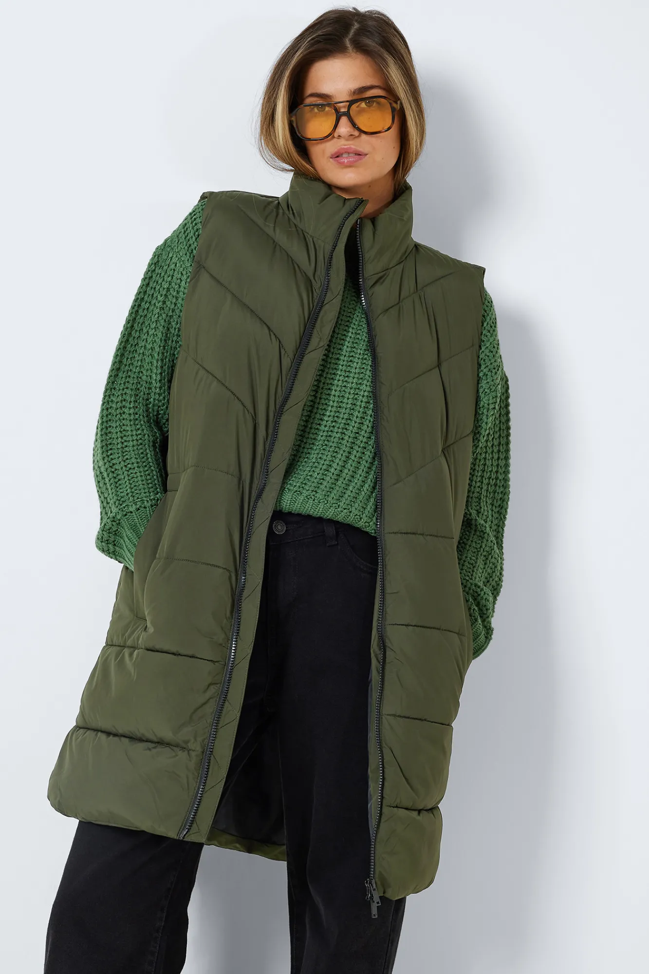 Noisy May Chaleco Largo Acolchado Verde Sale