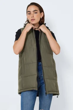 Noisy May Chaleco Largo Acolchado Verde New