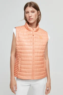 Pepe Jeans Chaleco Mujer Acolchado Naranja New