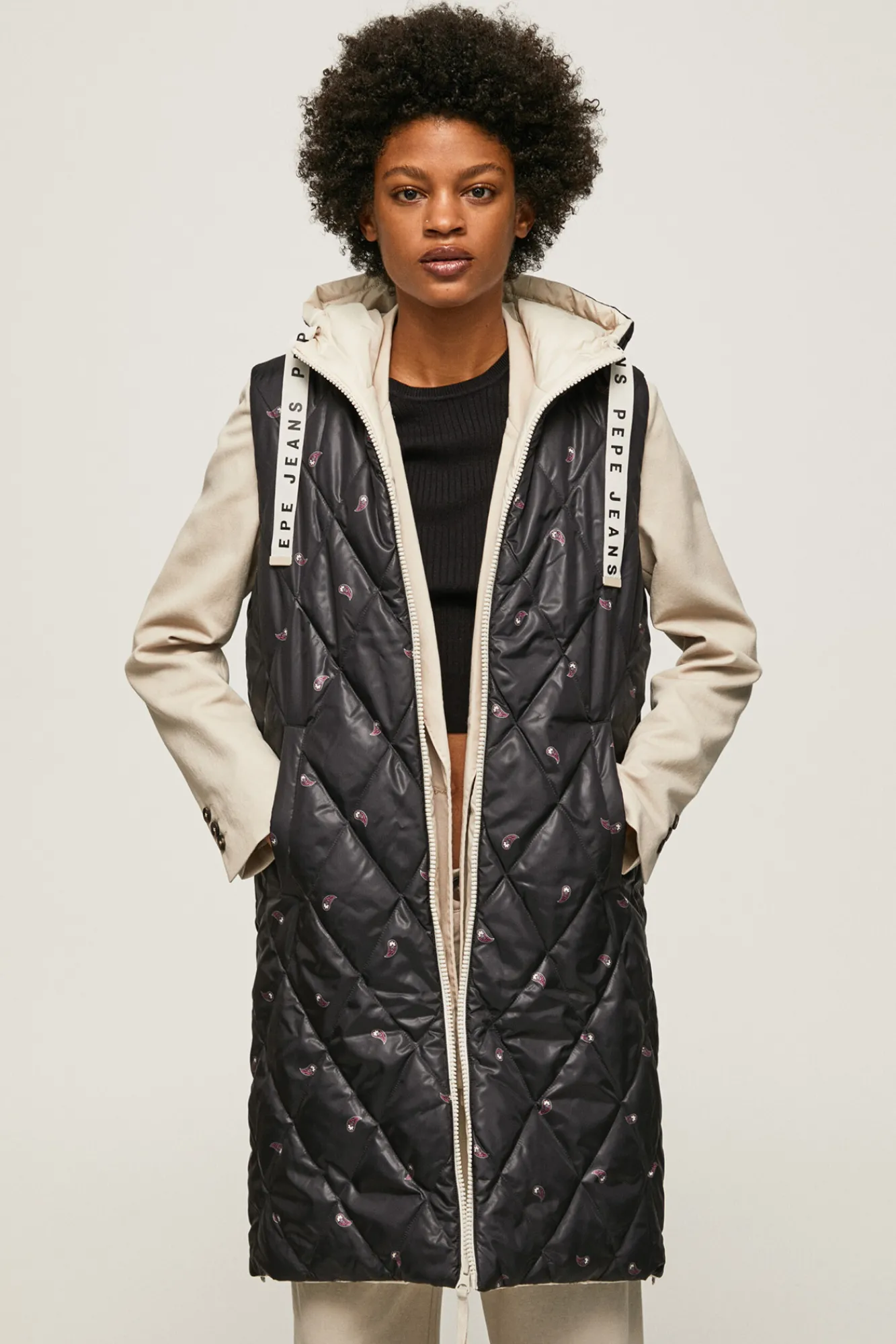 Pepe Jeans Chaleco Mujer Largo Marfil Hot