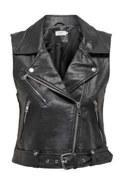Only Chaleco Mujer Polipiel Negro Outlet