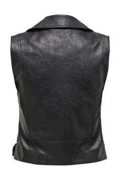 Only Chaleco Mujer Polipiel Negro Outlet