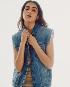 Slowlove Chaleco Vaquero Bordado Azul Outlet