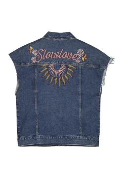 Slowlove Chaleco Vaquero Bordado Azul Outlet