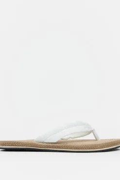 Inside Chancla Dedo Tira Bordados Blanco New