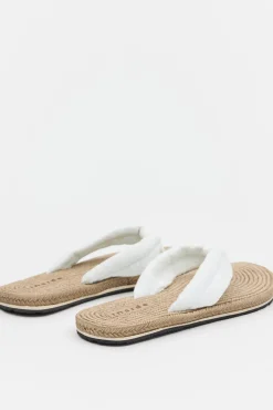 Inside Chancla Dedo Tira Bordados Blanco New