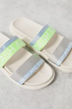 Dash and Stars Chanclas Tiras Logo Azul/ Lima Verde Hot