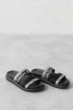 Dash and Stars Chanclas Tiras Logo Gris Negro Online