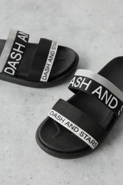 Dash and Stars Chanclas Tiras Logo Gris Negro Online