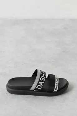 Dash and Stars Chanclas Tiras Logo Gris Negro Online