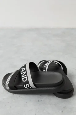 Dash and Stars Chanclas Tiras Logo Gris Negro Online