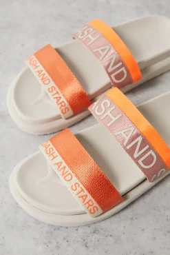 Dash and Stars Chanclas Tiras Logo Naranja Blanco