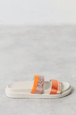 Dash and Stars Chanclas Tiras Logo Naranja Blanco
