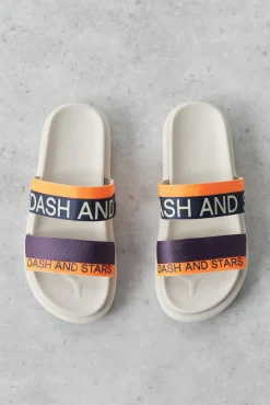 Dash and Stars Chanclas Tiras Logo Naranja Blanco Outlet