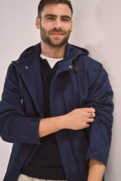 Ooto Chaqueta Con Capucha Algodon Lavado Azul Oscuro