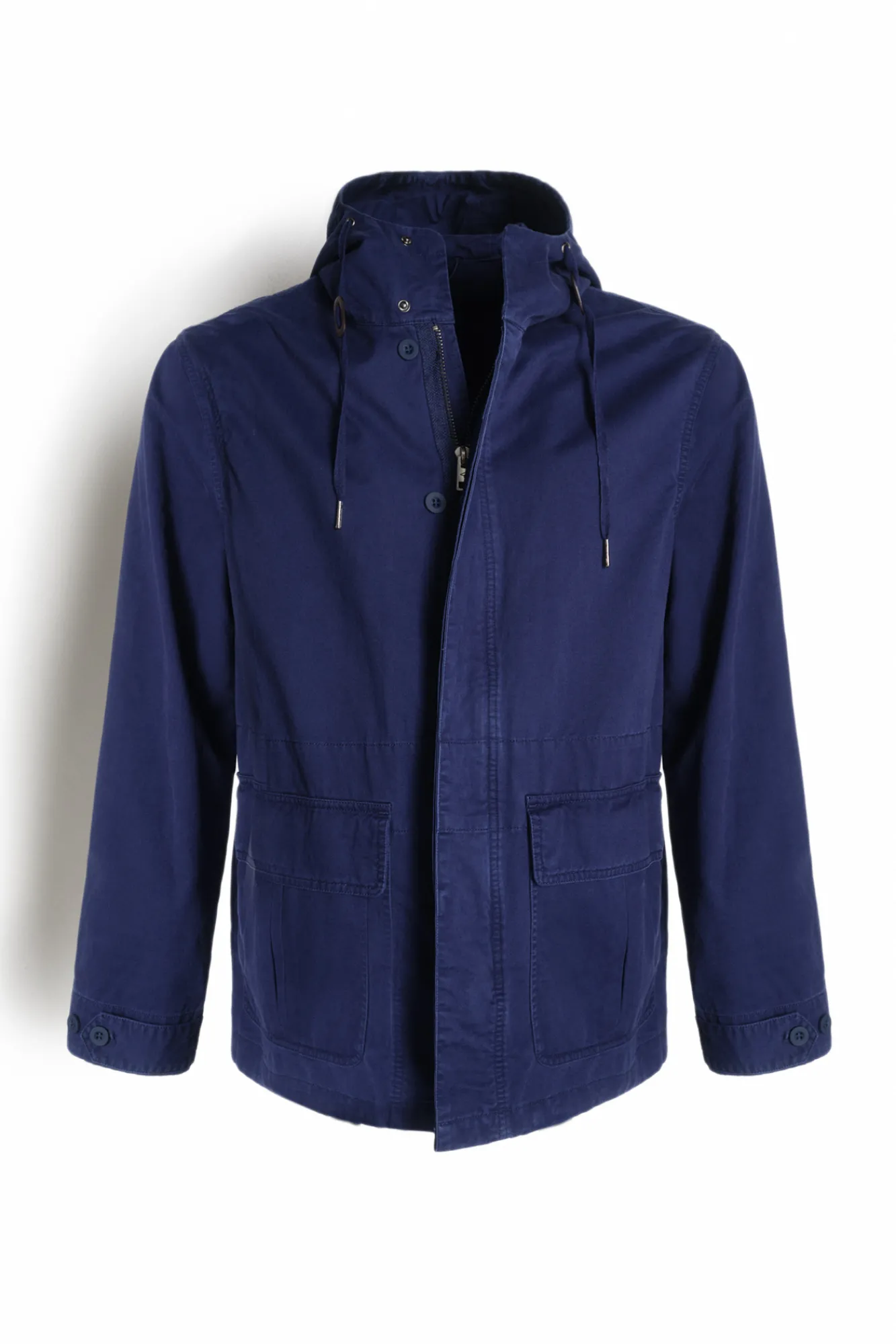 Ooto Chaqueta Con Capucha Algodon Lavado Azul Oscuro