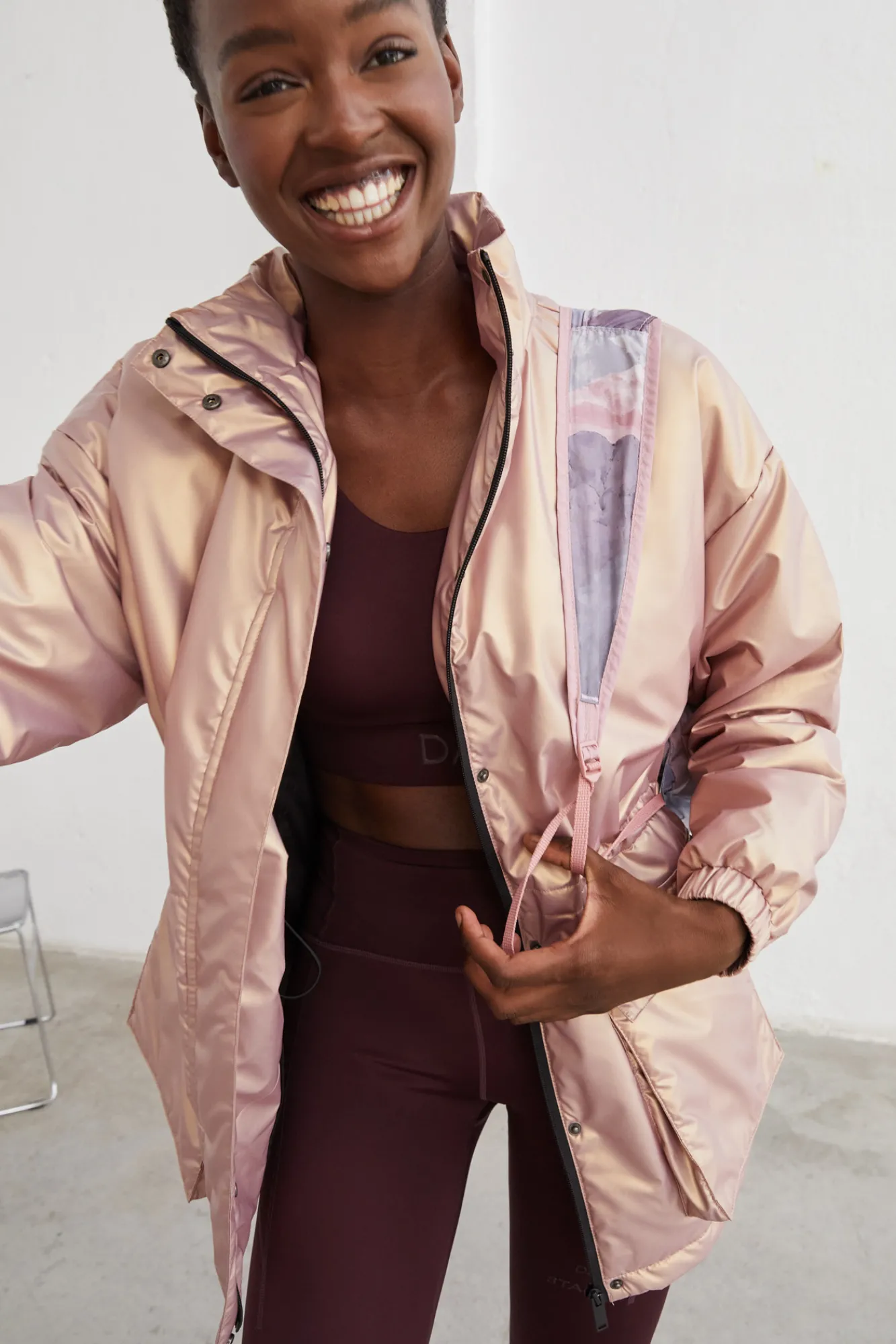 Dash and Stars Chaqueta Cortavientos Impermeable Rosa Discount
