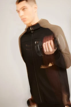 * Chaqueta Tejido Doble Gris Oscuro Best