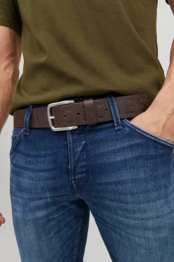 Jack & Jones Cinturon De Piel Marron Medio Sale