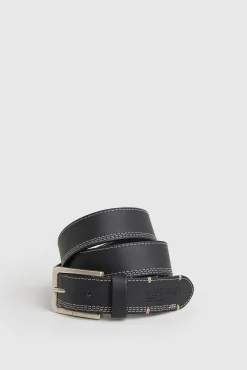 Pepe Jeans Cinturon De Piel Liso. Negro Clearance