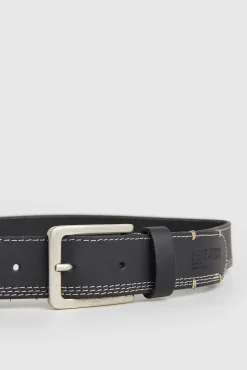 Pepe Jeans Cinturon De Piel Liso. Negro Clearance