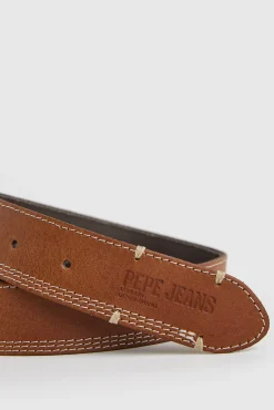 Pepe Jeans Cinturon De Piel Liso. Tostado Sale