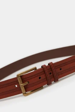* Cinturon Efecto Piel Grabado Marron Oscuro Sale
