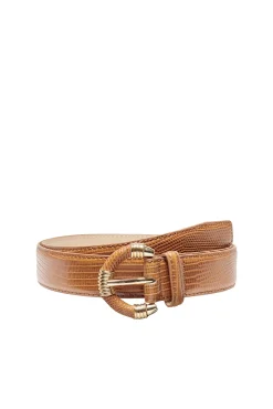 Only Cinturon Grabado Animal Amarillo New