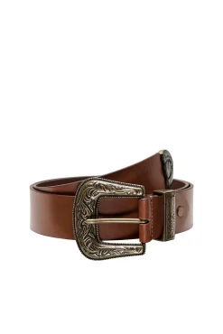 Only Cinturon Hebillas Cowboy Marron Medio Online