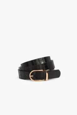 Vilanova Cinturon Reversible Con Efecto Cocodrilo Negro Discount