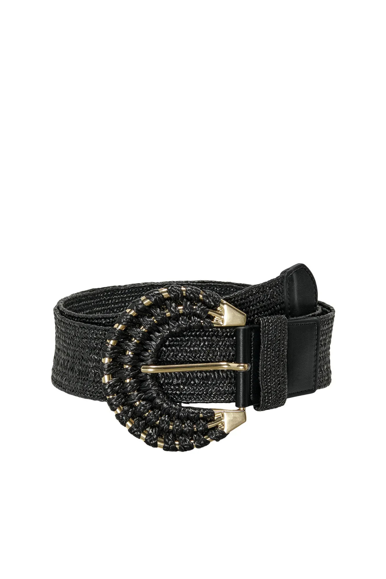 Only Cinturon Trenzado Con Hebilla Redonda Negro Sale