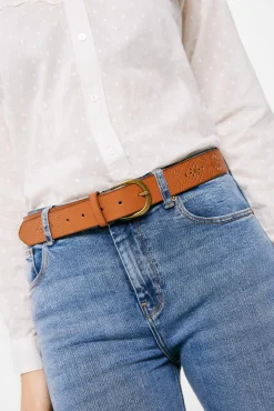 * Cinturon Troquelados Tachas Naranja Outlet