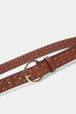 * Cinturon Troquelados X Estampado Marron Discount