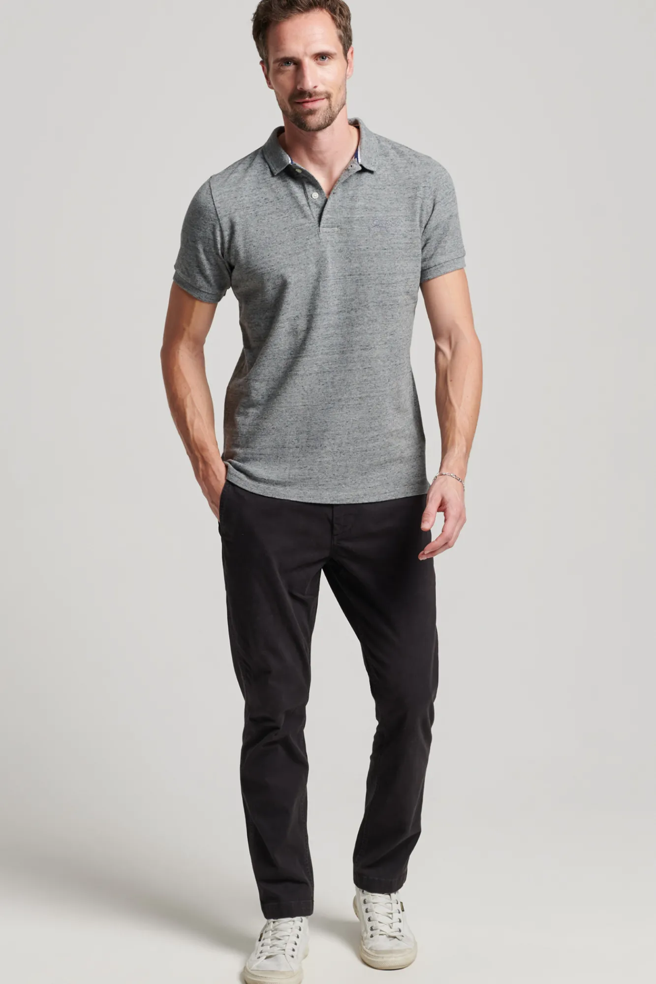 Superdry Classic Pique Polo Gris Medio New