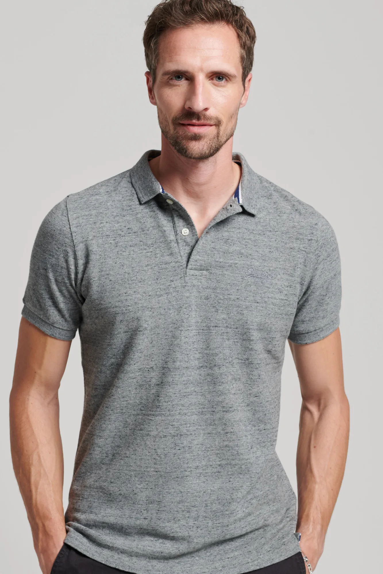 Superdry Classic Pique Polo Gris Medio New