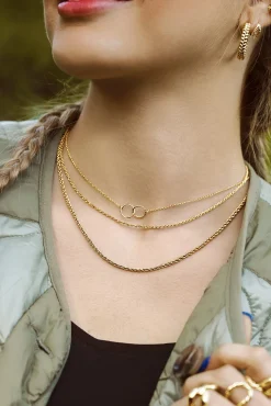 Singularu Collar Circles Twist Baño Oro Amarillo New