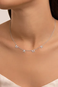 Singularu Collar Mama Letters Plata Gris Online