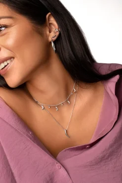 Singularu Collar Mini Crescent Moon Plata Gris Outlet
