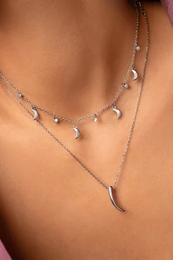 Singularu Collar Mini Crescent Moon Plata Gris Outlet