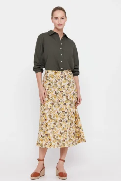 Cortefiel Falda Capa Midi Estampado Blanco Sale